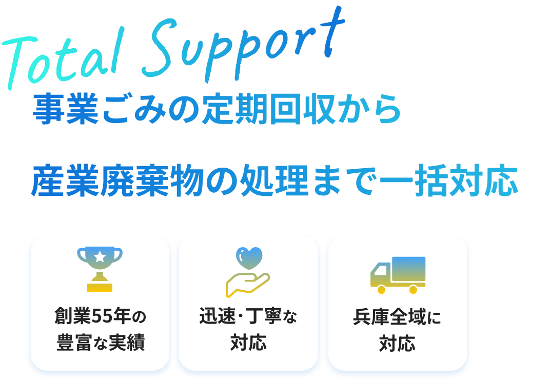 事業ごみの定期回収から産業廃棄物の処理まで一括対応